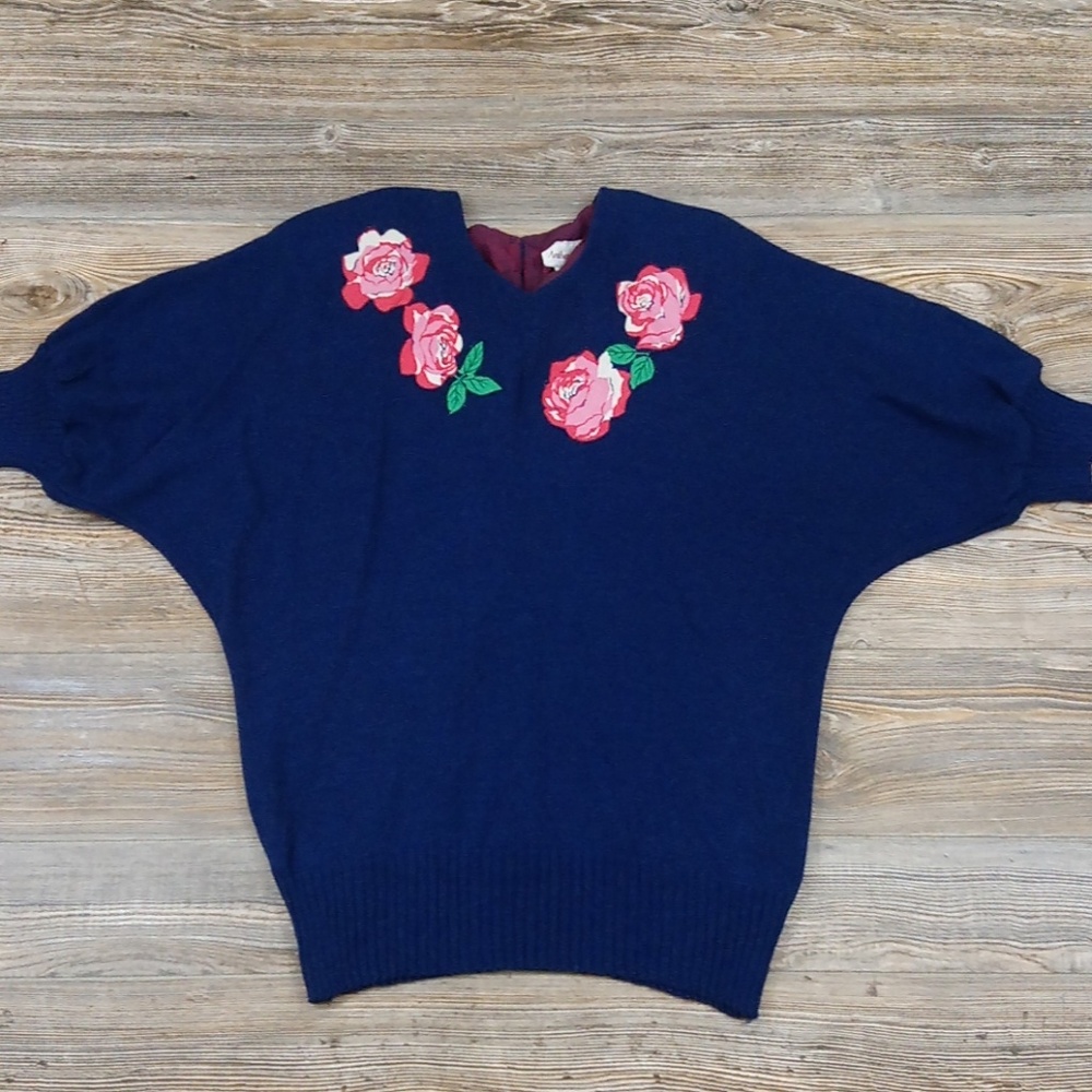 Anthony Sicari Rose Patch Sweater Top - image 1